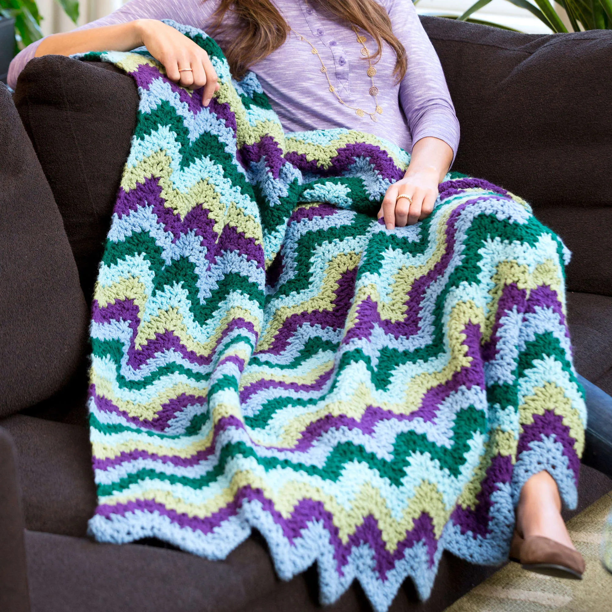 Red Heart Crochet Splendid Ripple Throw