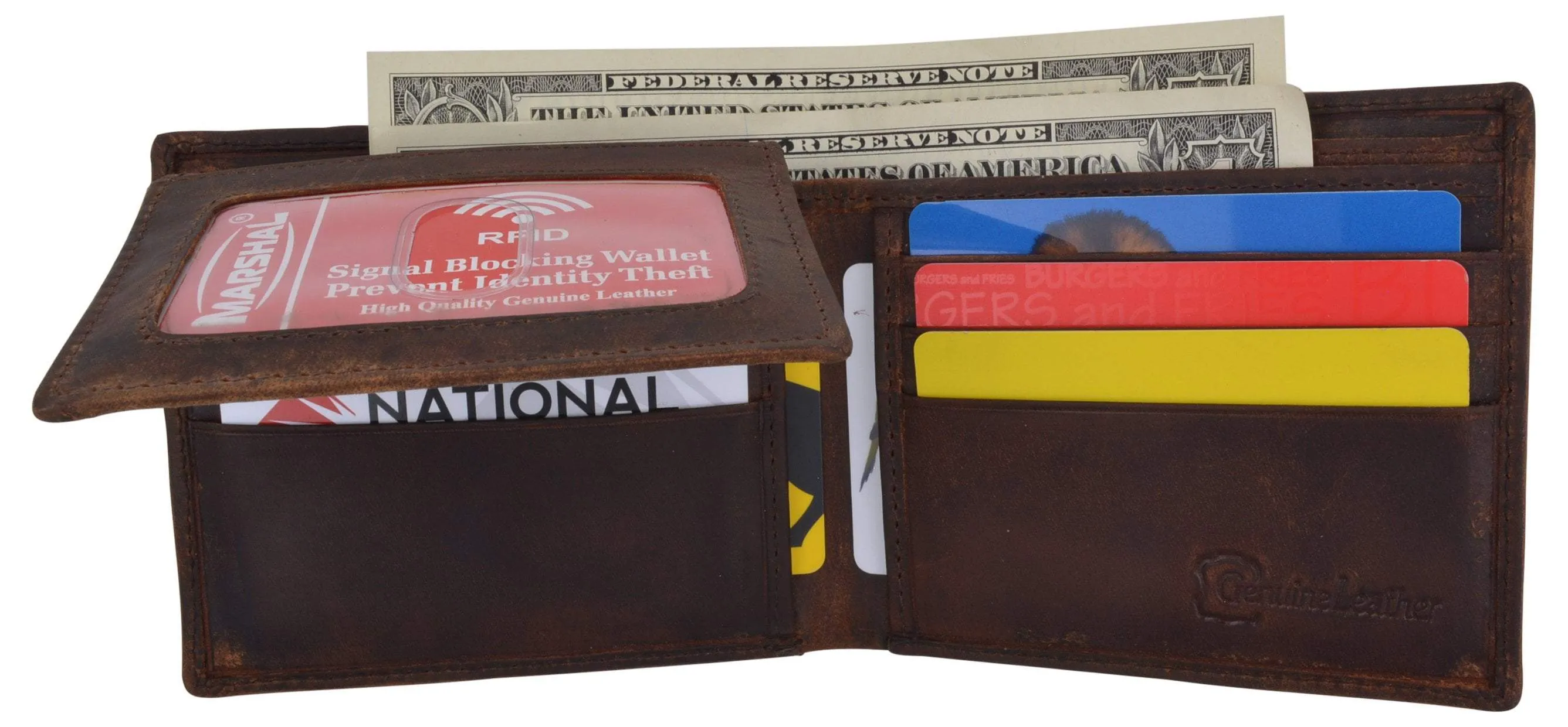 Route 66 Mens RFID Bifold Credit Card ID Genuine Leather Wallet