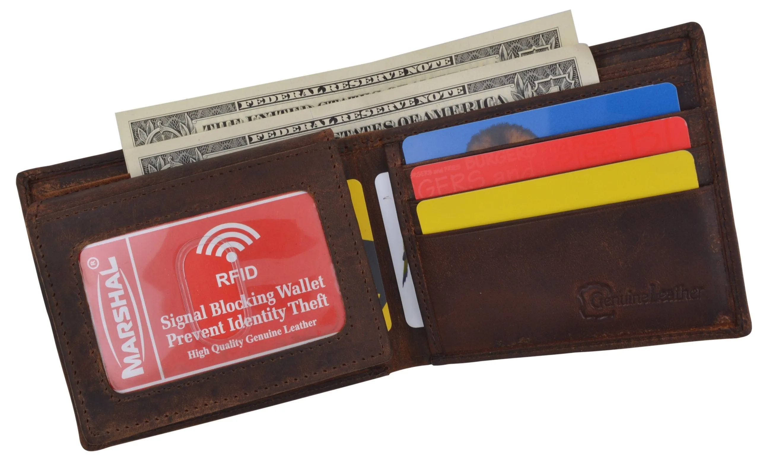 Route 66 Mens RFID Bifold Credit Card ID Genuine Leather Wallet