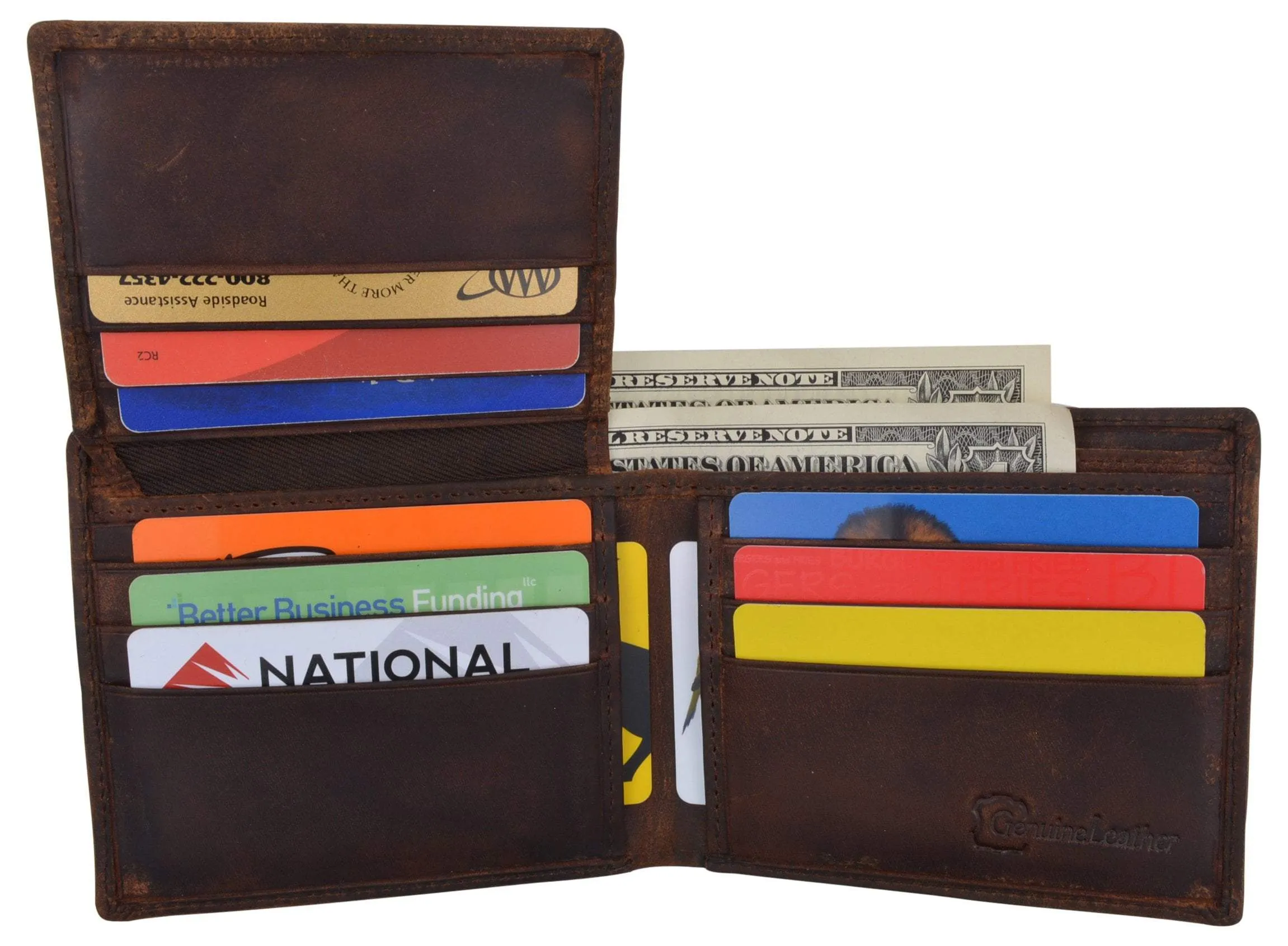 Route 66 Mens RFID Bifold Credit Card ID Genuine Leather Wallet