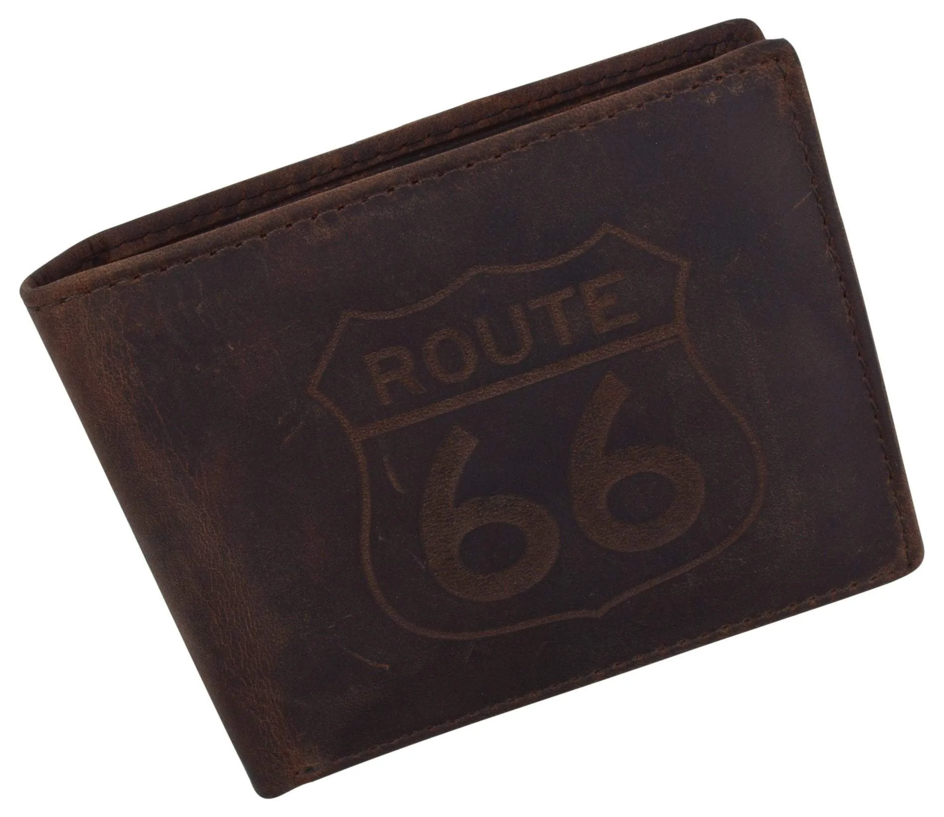 Route 66 Mens RFID Bifold Credit Card ID Genuine Leather Wallet