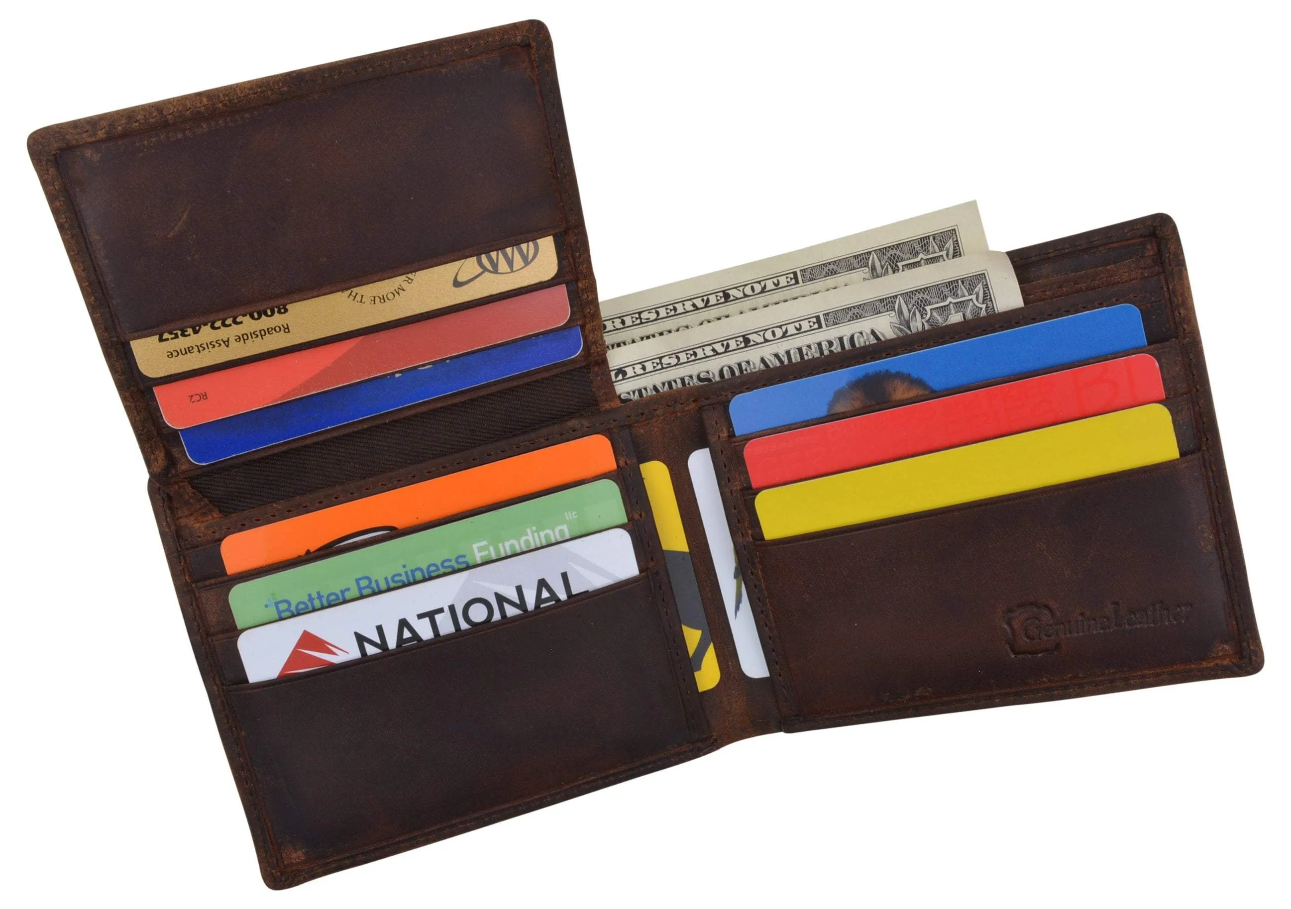 Route 66 Mens RFID Bifold Credit Card ID Genuine Leather Wallet