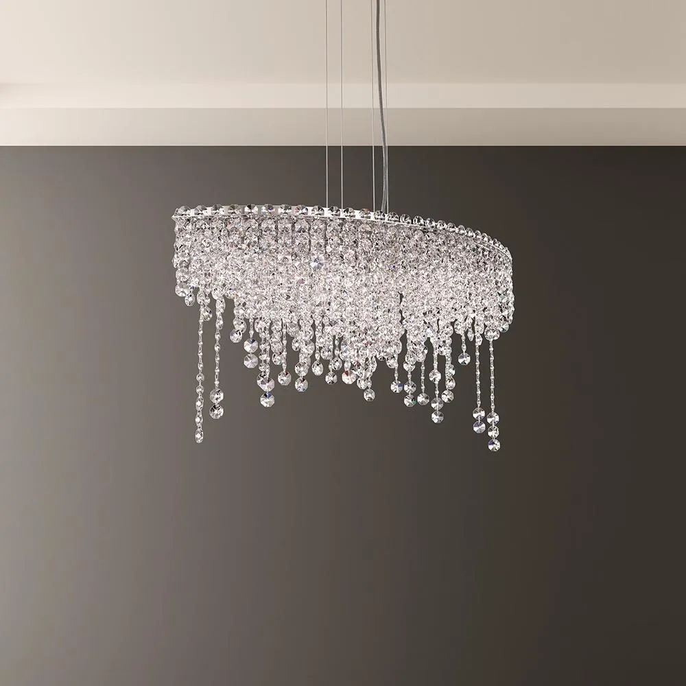 Schonbek Chantant 6 Light 110V Pendant in Stainless Steel with Clear Heritage Crystal