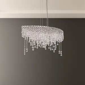 Schonbek Chantant 6 Light 110V Pendant in Stainless Steel with Clear Heritage Crystal
