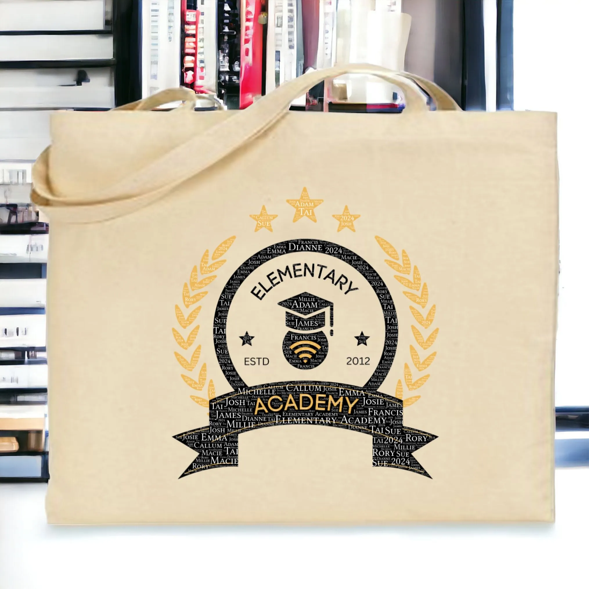 School Leavers Personalised Word Art Custom Made Tote Bag | Own Text