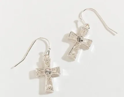 Silver Crystal Drop Earrings
