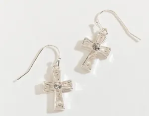 Silver Crystal Drop Earrings