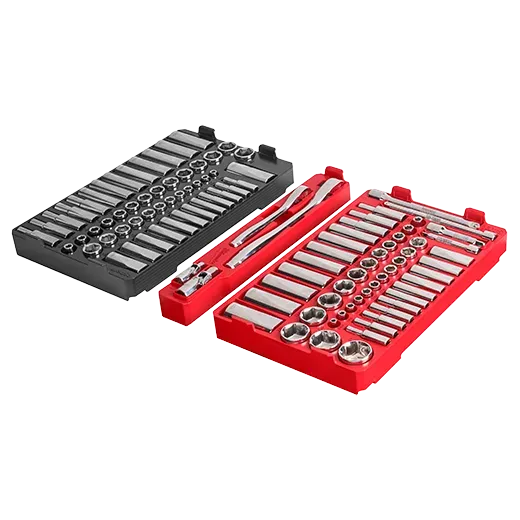 Socket Set - Milwaukee 106pc 1/4-in and 3/8-in Metric & SAE Ratchet and Socket Set with PACKOUT™ Low-Profile Organizer, 48-22-9486