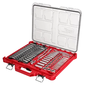 Socket Set - Milwaukee 106pc 1/4-in and 3/8-in Metric & SAE Ratchet and Socket Set with PACKOUT™ Low-Profile Organizer, 48-22-9486