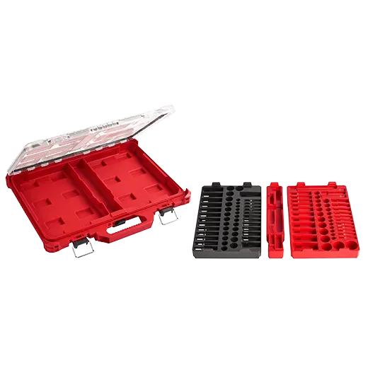 Socket Set - Milwaukee 106pc 1/4-in and 3/8-in Metric & SAE Ratchet and Socket Set with PACKOUT™ Low-Profile Organizer, 48-22-9486