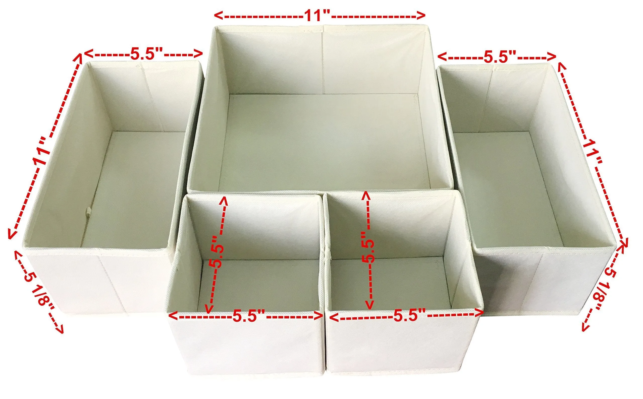 Sodynee FBA_SCD6SBE Foldable Cloth Storage Box Closet Dresser Organizer Cube Basket Bins Containers Divider with Drawers for Underwear, Bras, Socks, Ties, Scarves, 6 Pack, Beige