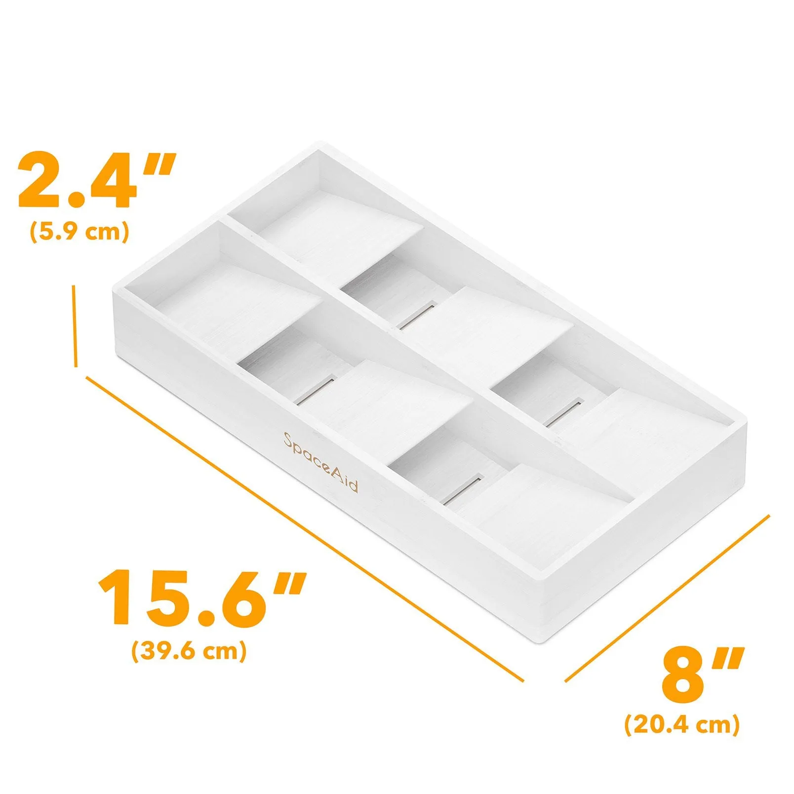 SpaceAid Bamboo Kitchen Utensil Organizer, White, 6 Slots