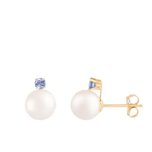 Splendid Pearls 7mm Tanzanite Pearl Earrings