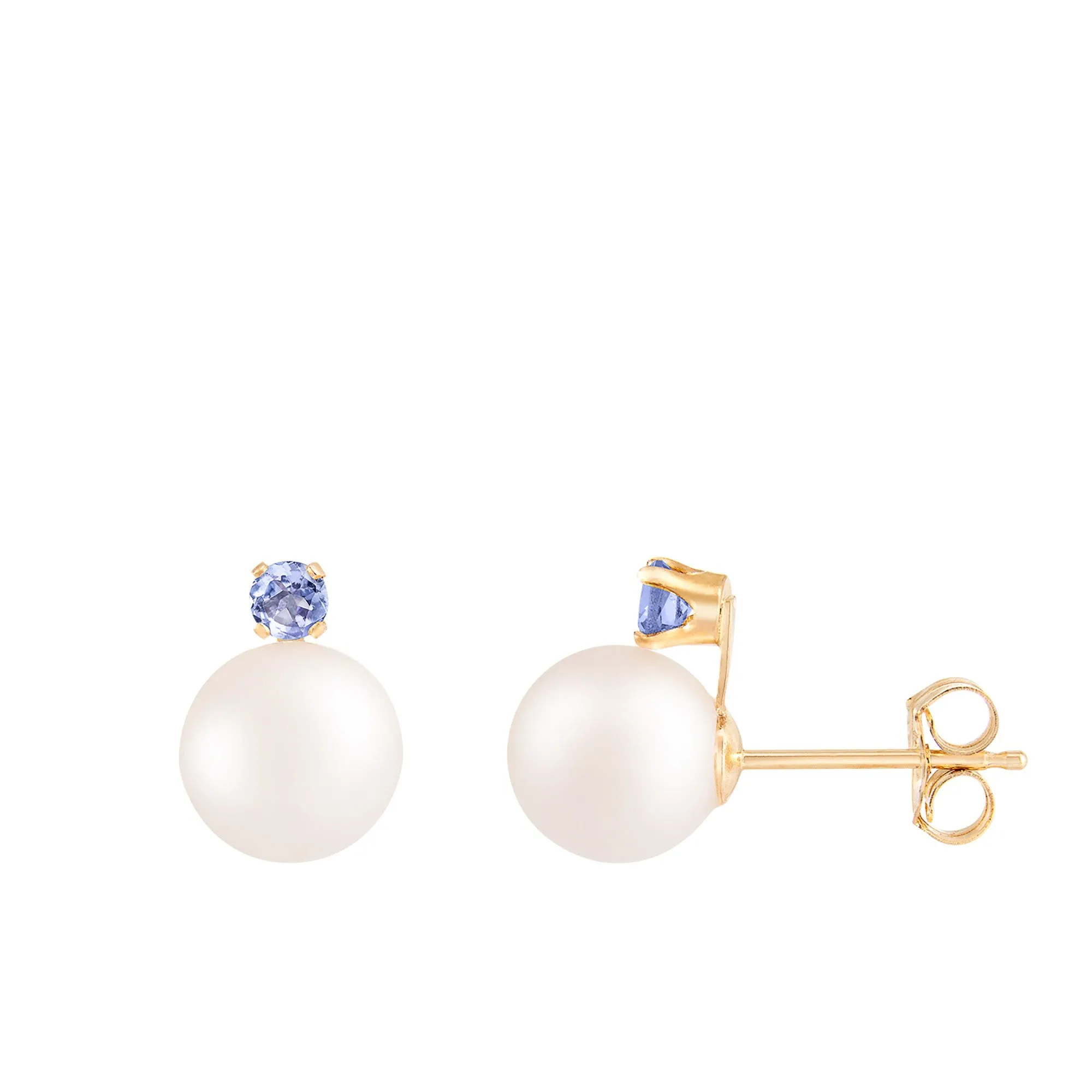 Splendid Pearls 7mm Tanzanite Pearl Earrings