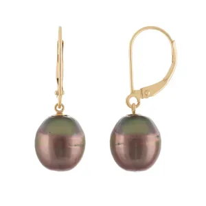 Splendid Pearls Tahitian Pearl Earrings Gold