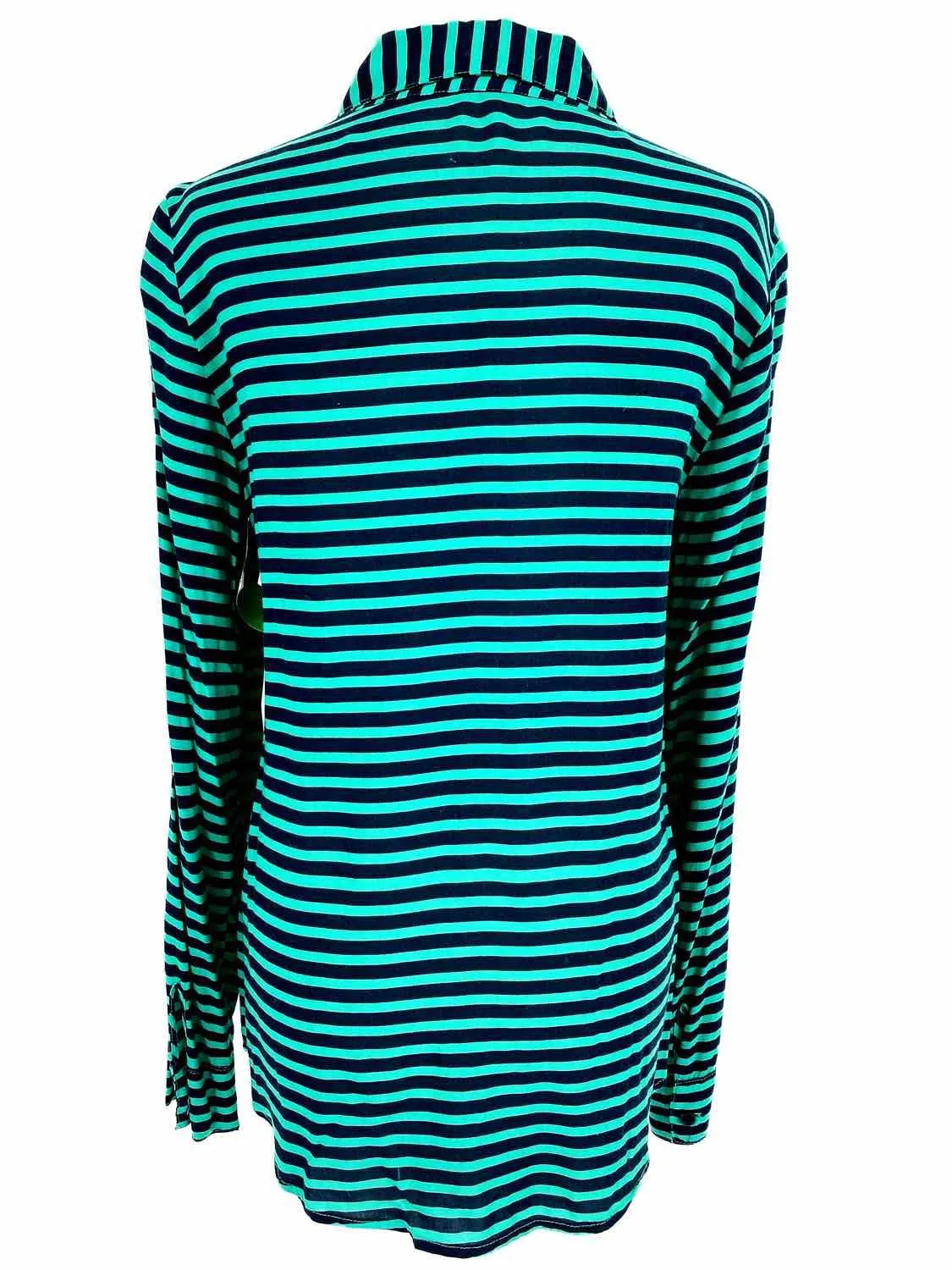 Splendid Women's Green/Navy Button Up Stripe Size S Long Sleeve