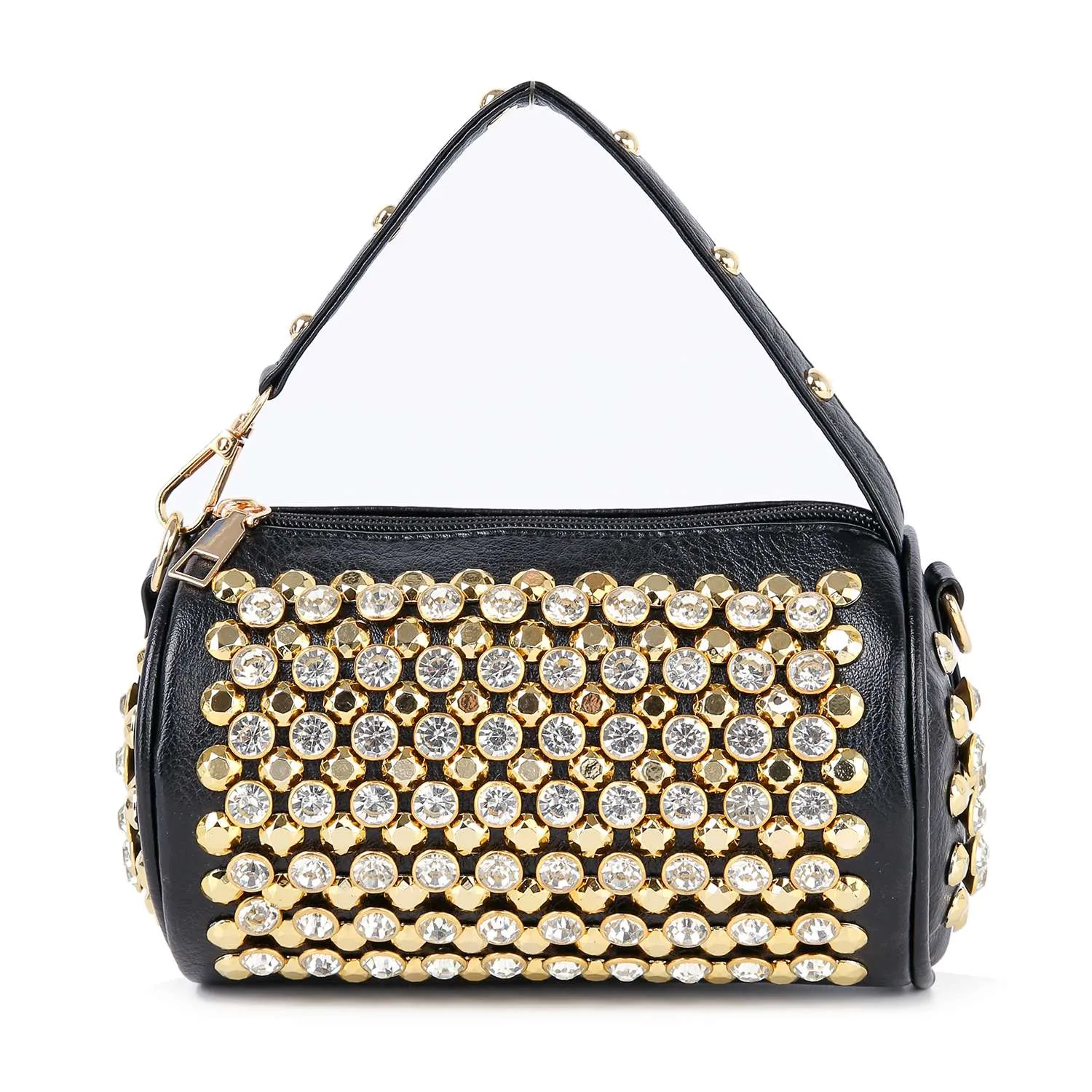 Studded Rhinestone Barrel Bag