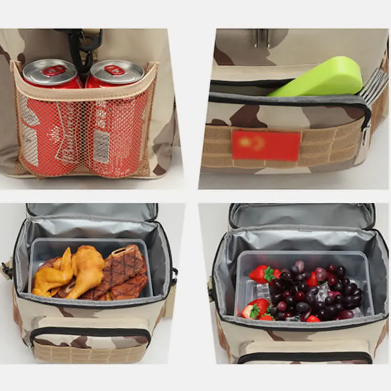 Tactical Outdoor Insulated Bag Portable Lunch Bag Handbag with Crossbody Strap