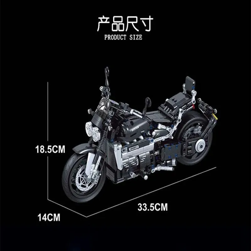 Tech MOC Classic Road Motorcycle Bricks Toy 8107
