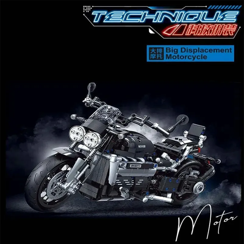 Tech MOC Classic Road Motorcycle Bricks Toy 8107