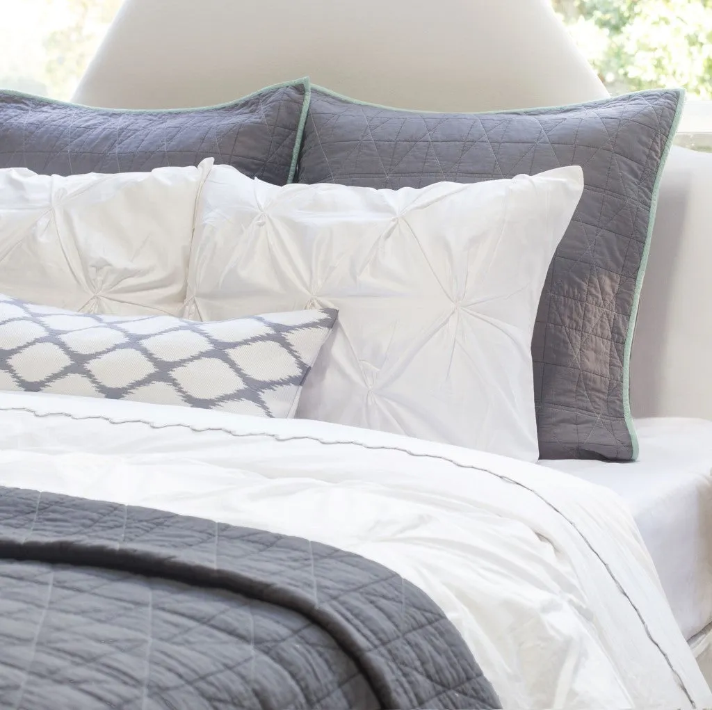 The Diamond Box-Stitch Charcoal Grey Quilt & Sham