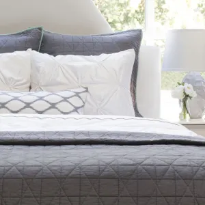 The Diamond Box-Stitch Charcoal Grey Quilt & Sham