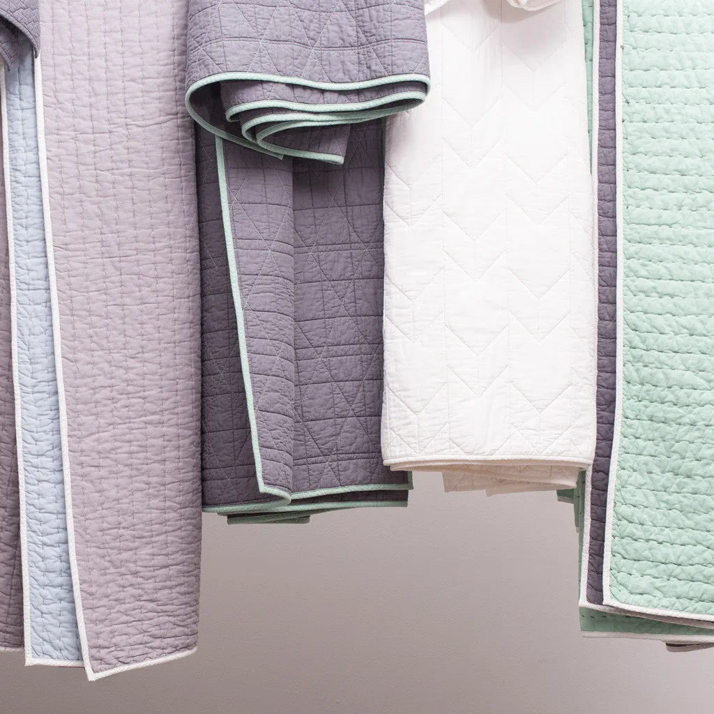 The Diamond Box-Stitch Charcoal Grey Quilt & Sham
