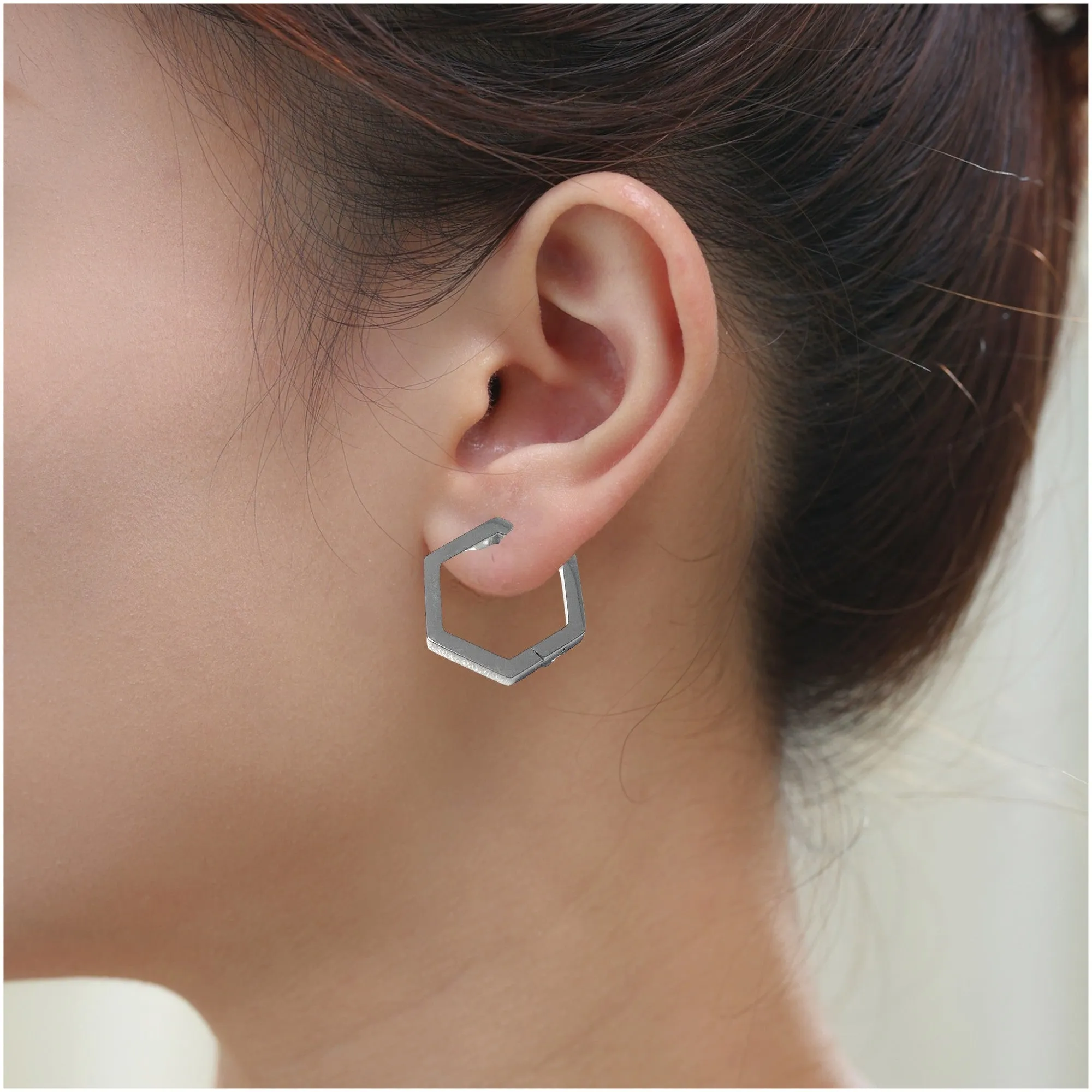 Titanium Hexagon Hoops