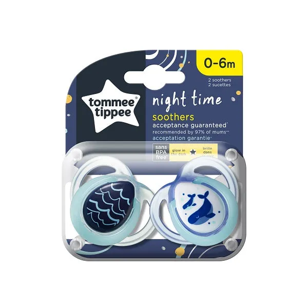 Tommee Tippee Night Time Soothers (0-6m) 2pcsTommee Tippee Night Time Soothers (0-6m) 2pcs