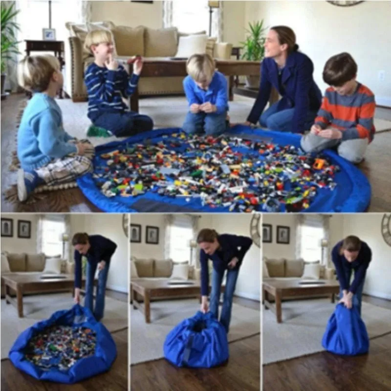 Toy Storage Bag - Portable Children Toy Cushion Storage Bag and Play Mats, Kids Canvas Bag
