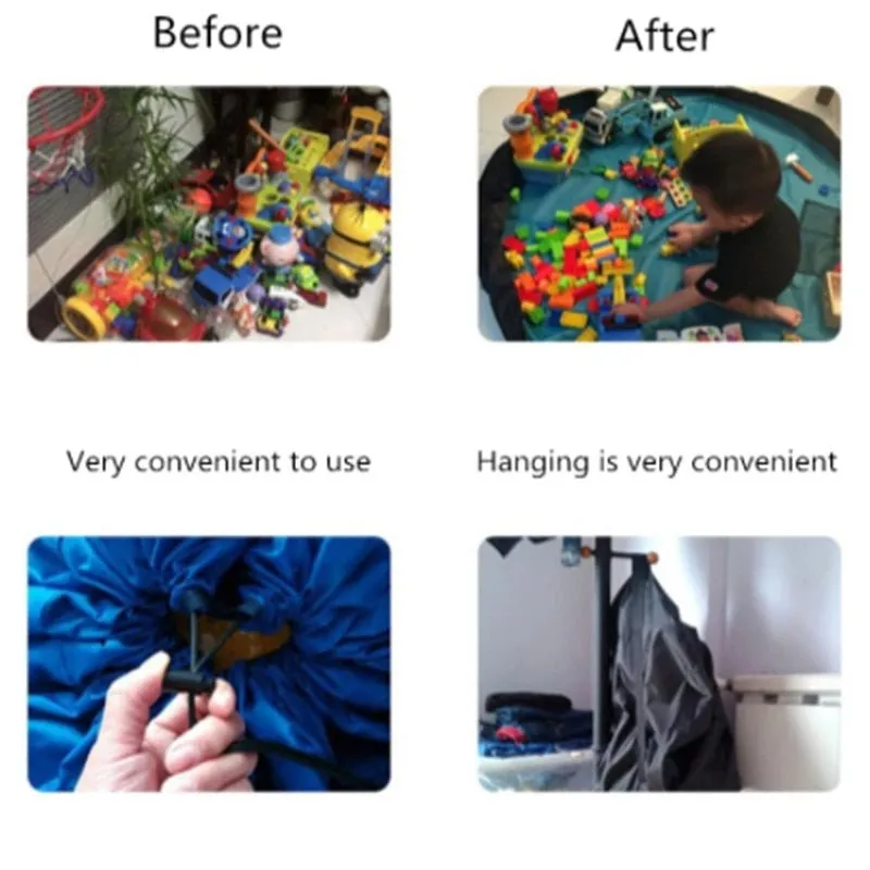 Toy Storage Bag - Portable Children Toy Cushion Storage Bag and Play Mats, Kids Canvas Bag