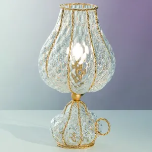 Venetian Cristallo Glass Table Light With Gold Frame - in two sizes