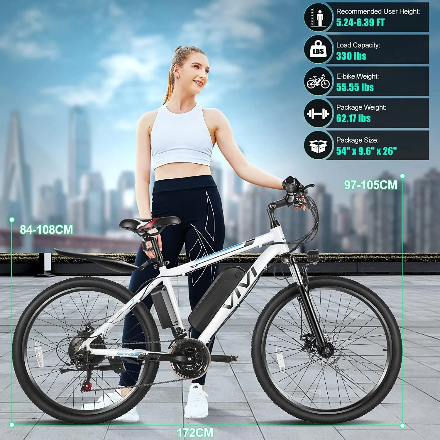 VIVI M026SHUL Commuter Hardtail Electric Mountain Bike UL2849 Certified