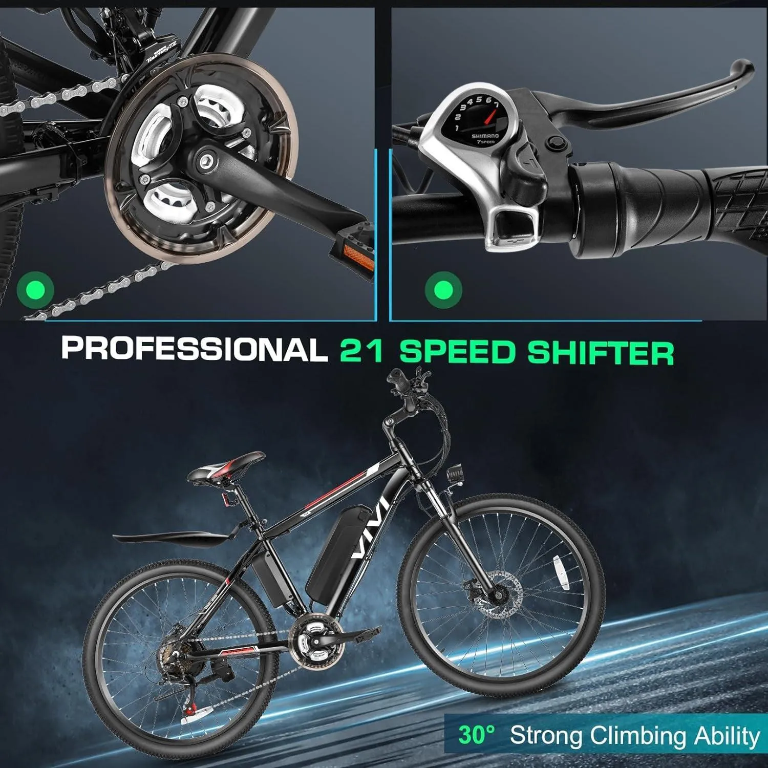 VIVI M026SHUL Commuter Hardtail Electric Mountain Bike UL2849 Certified