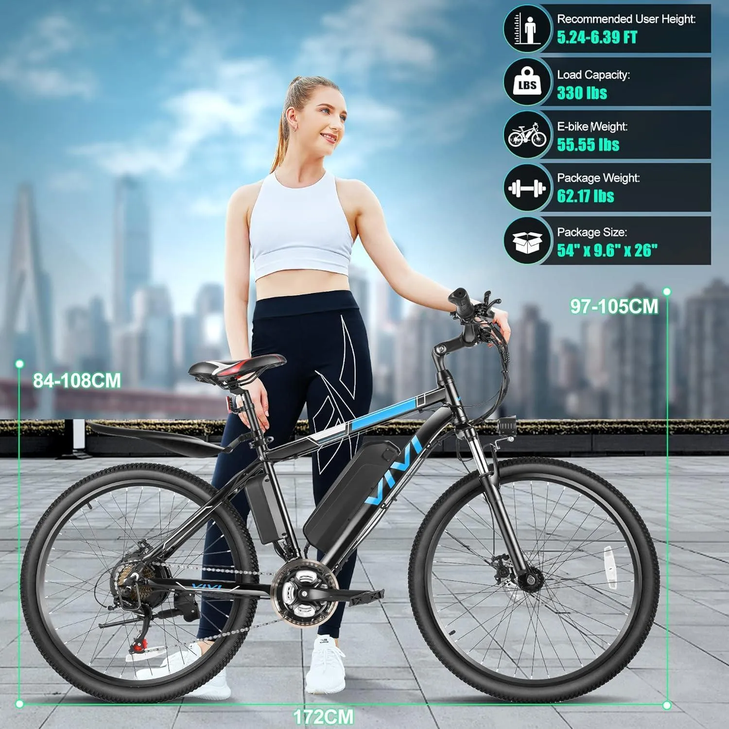 VIVI M026SHUL Commuter Hardtail Electric Mountain Bike UL2849 Certified