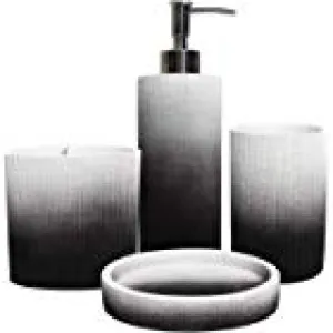 White And Black Bathroom Accessory Set