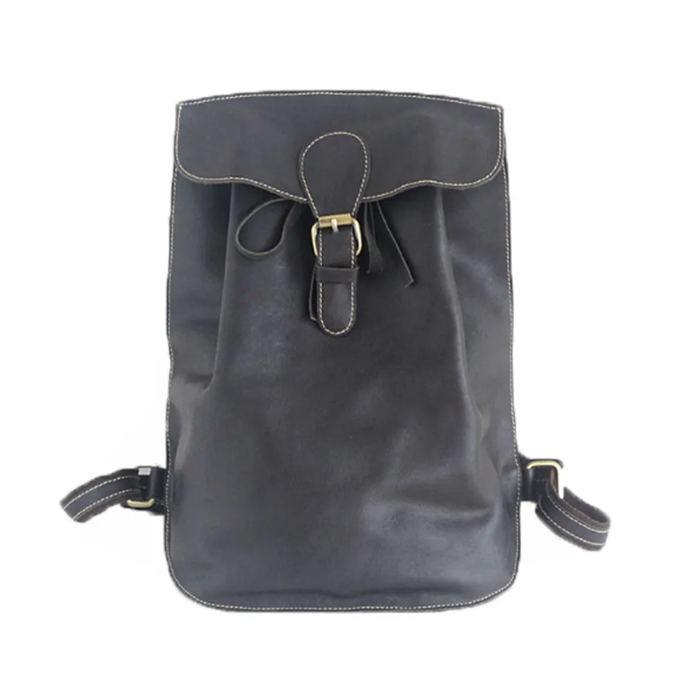 YAAGLE Women's Real Leather Drawstring Flap Backpack YGPD2133