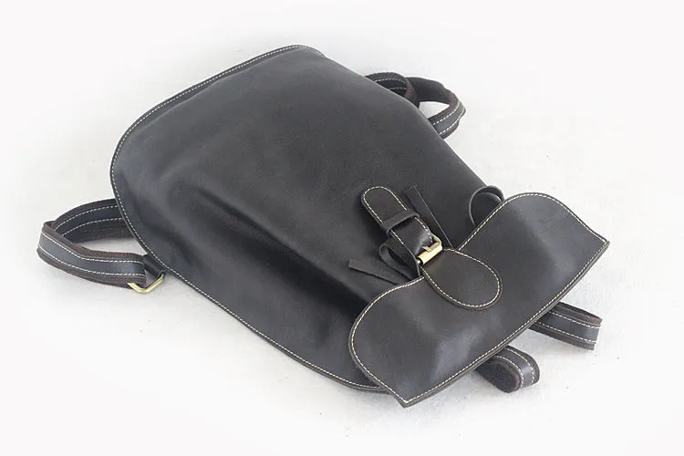 YAAGLE Women's Real Leather Drawstring Flap Backpack YGPD2133
