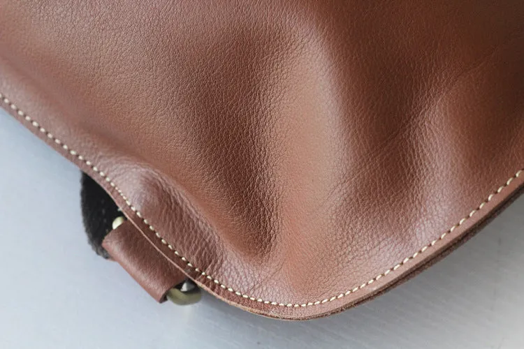 YAAGLE Women's Real Leather Drawstring Flap Backpack YGPD2133