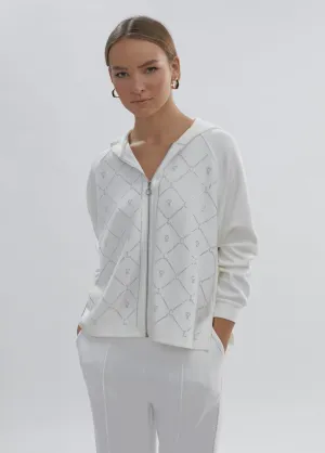 Zip sweatshirt with rhinestone details