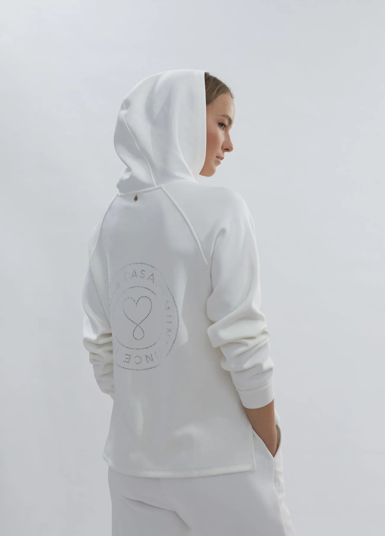 Zip sweatshirt with rhinestone details